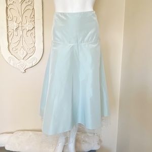 Michelle DeCourcy | Women's Light Blue Satin Fit and Flare Skirt with Tulle Bott